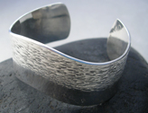 Textured and Oxidised Silver Bangle