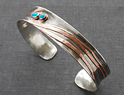 Silver Bangle with Copper and Turquoise