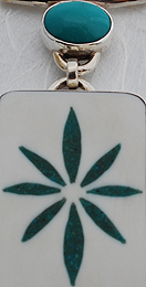 Ivory piano key and turquoise pendant