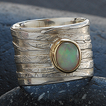 Opal and Fused Silver Ring